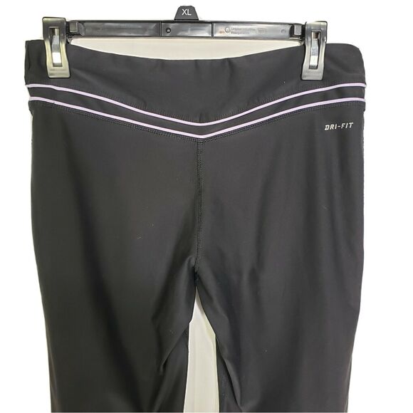 Nike Dri-Fit Womens Capri Pants Medium 8-10 Black Purple Workout Athletic 339512 - Picture 7 of 12